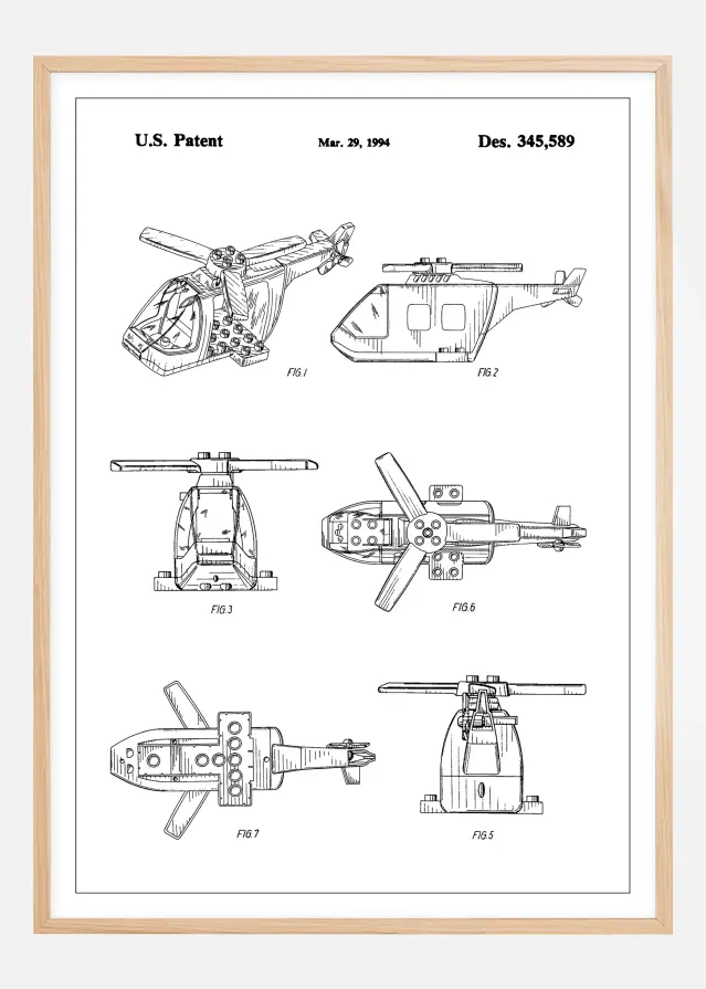 Patent Print - Lego Helicopter - White Αφίσα