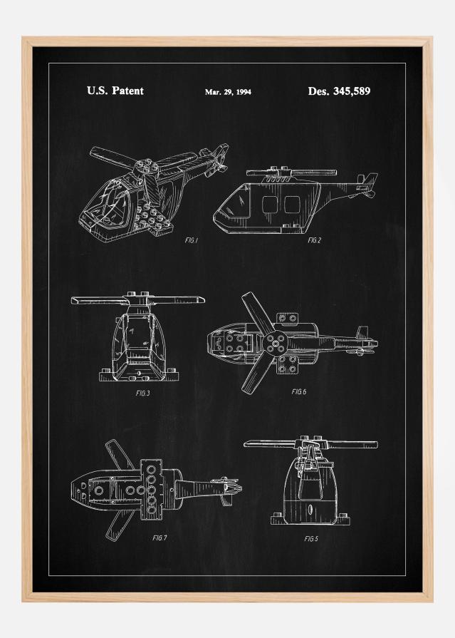 Patent Print - Lego Helicopter - Black Αφίσα