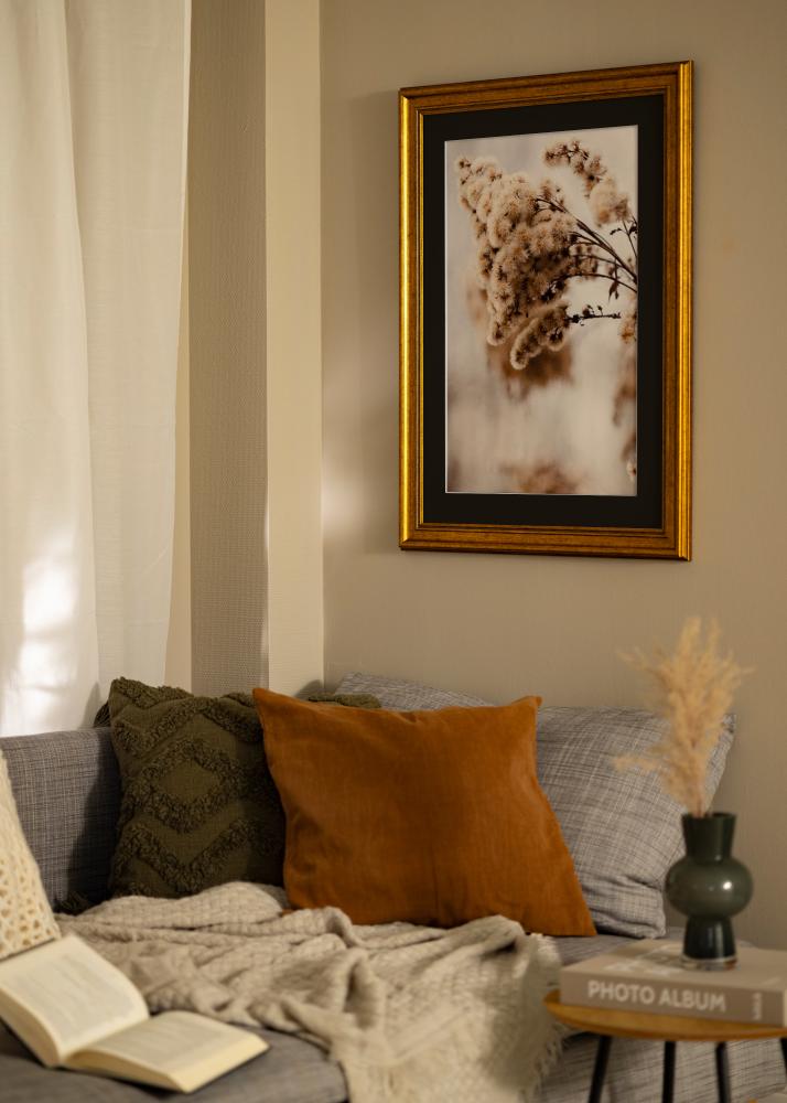 Πλαίσιο Ροκοκό Χρυσός 30x40 cm - Πασπαρτού Μαύρος 21x29,7 cm (A4)