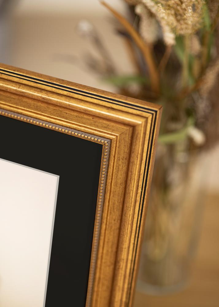 Πλαίσιο Ροκοκό Χρυσός 30x40 cm - Πασπαρτού Μαύρος 21x29,7 cm (A4)