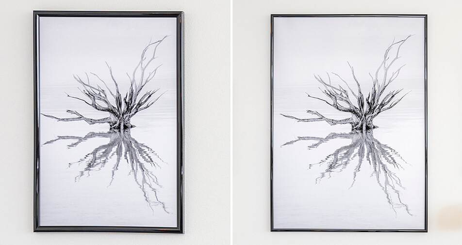 Δύο γυαλιστερά μαύρα πλαίσια με ασπρόμαυρο μοτίβο