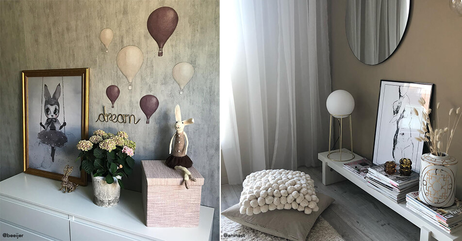 Χρυσό πλαίσιο σε παιδικό δωμάτιο - μαύρο πλαίσιο σε σαλόνι