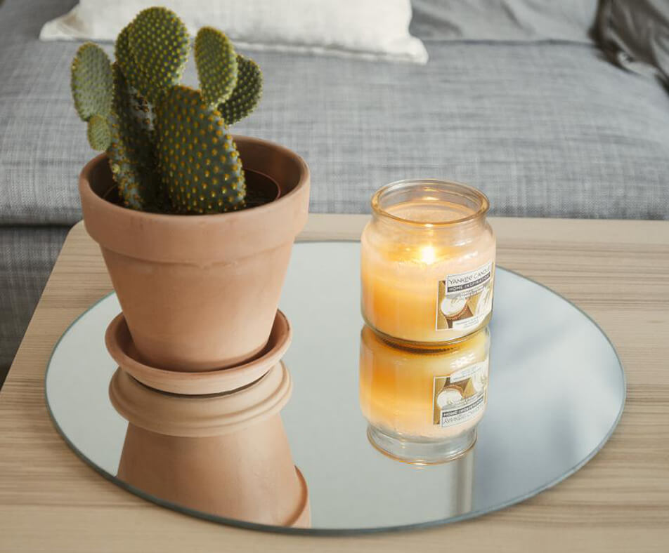 Καθρέφτης-δίσκος - στρογγυλός καθρέφτης ως δίσκος για κεριά