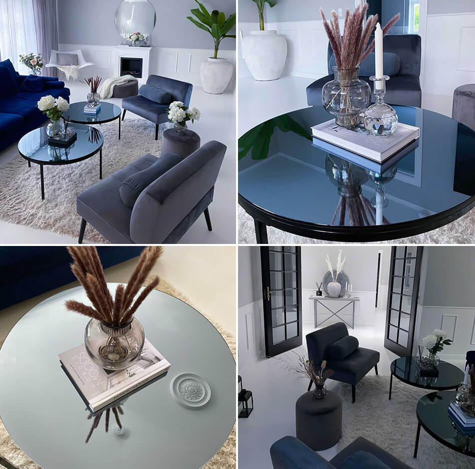 Τραπέζι με καθρέφτη - τραπεζάκι σαλονιού με γκριζαρισμένο καθρέφτη