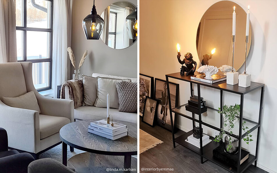 Στρογγυλοί καθρέφτες - όμορφα φωτιστικά