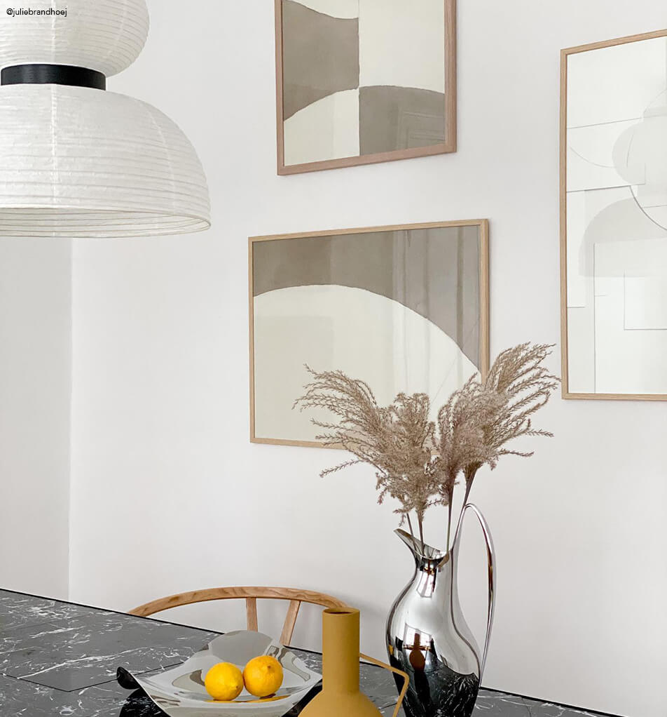 Τοιχογραφία κουζίνα - 3 κορνίζες από δρυ με γραφική τέχνη