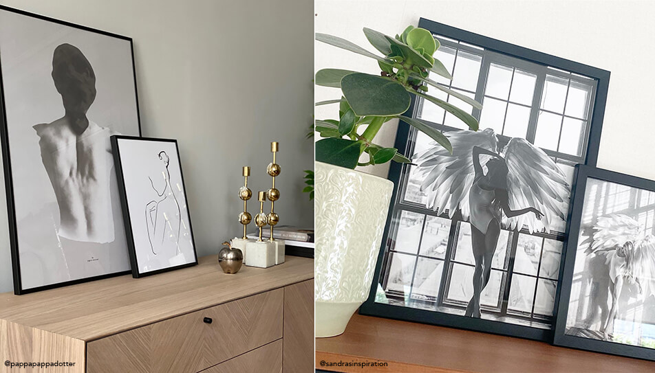 Ασπρόμαυροι πίνακες όρθιοι σε κονσόλα