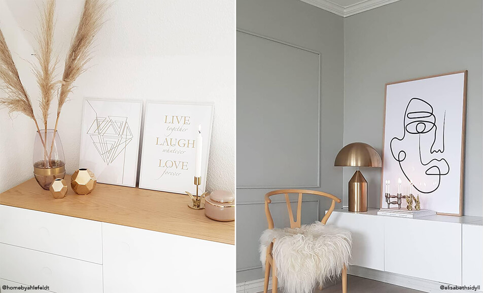 Σαλόνι με φωτεινή διακόσμηση και φωτεινούς πίνακες