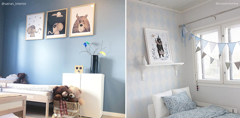 Διακόσμηση παιδικού δωματίου - αφίσες με ελέφαντα και αρκούδα