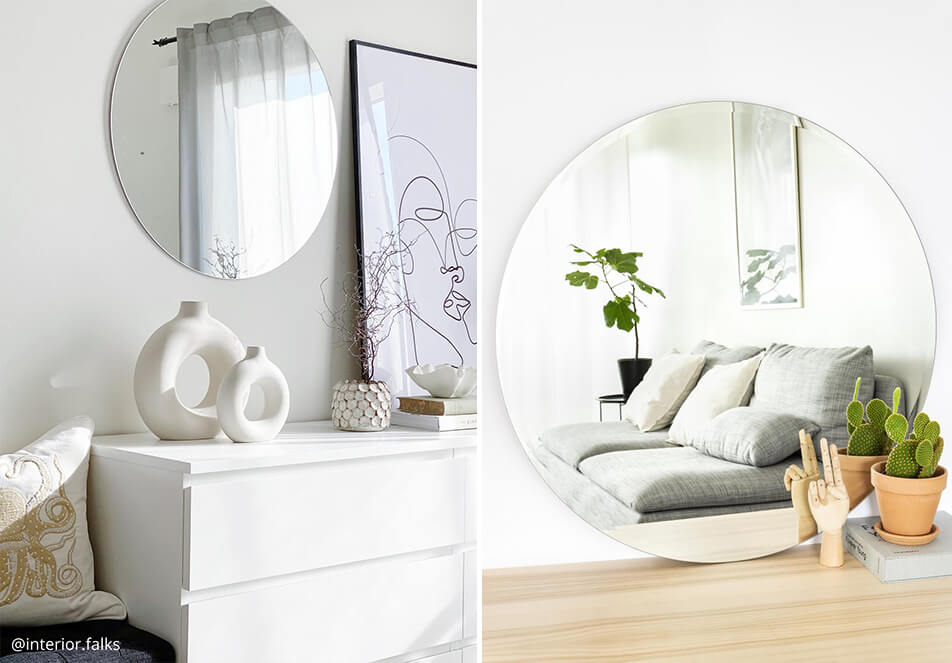 Runda speglar - ljus inredning